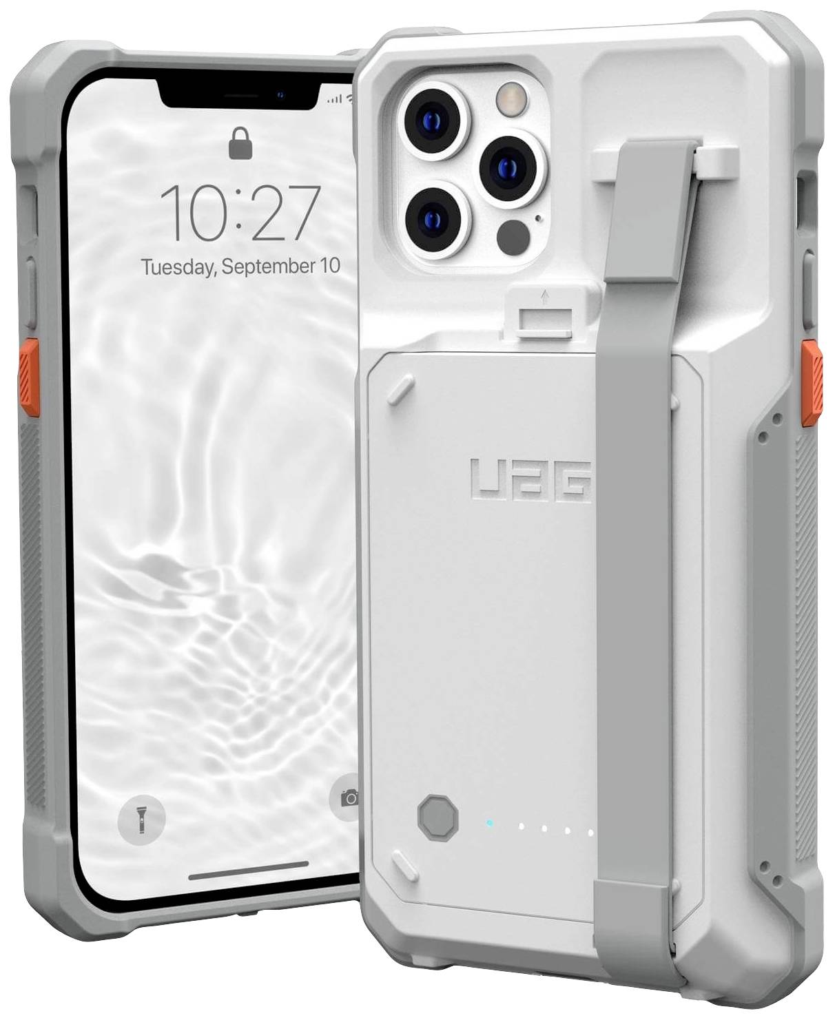 Urban Armor Gear Workflow Healthcare Battery Case Backcover Apple iPhone 12, iPhone 12 Pro Weiß integrierter Akku, Stoßfest