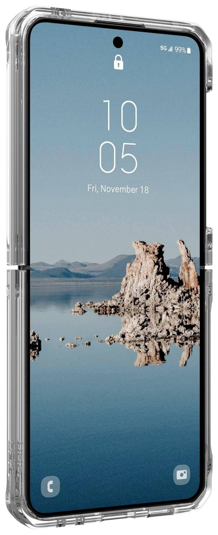 Urban Armor Gear Plyo Pro Case Backcover Samsung Galaxy Z Flip5 Ice, Silber MagSafe kompatibel, Stoßfest 214214114333