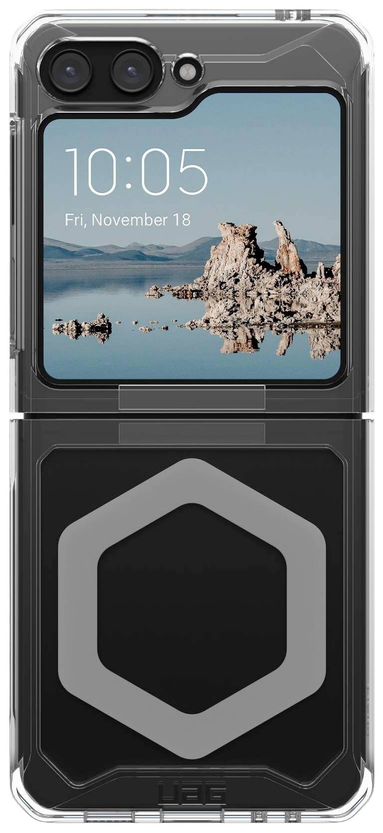 Urban Armor Gear Plyo Pro Case Backcover Samsung Galaxy Z Flip5 Ice, Silber MagSafe kompatibel, Stoßfest 214214114333