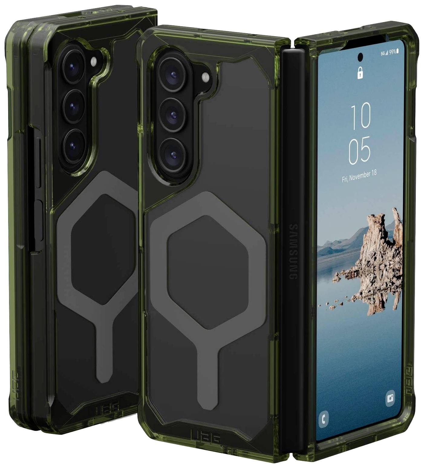 Urban Armor Gear Plyo Pro Case Backcover Samsung Galaxy Z Fold5 Olive-Grün, Space Grau MagSafe kompatibel, Stoßfest 21421511723A