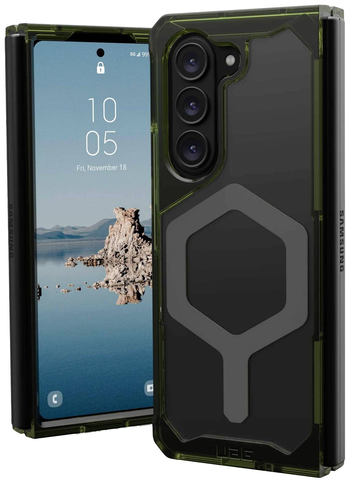 Urban Armor Gear Plyo Pro Case Backcover Samsung Galaxy Z Fold5 Olive-Grün, Space Grau MagSafe kompatibel, Stoßfest 21421511723A