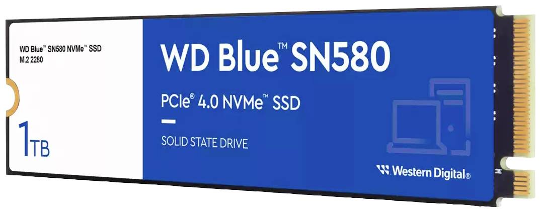 Western Digital Blue™ SN580 1TB Interne M.2 PCIe NVMe SSD 2280 PCIe NVMe 4.0 x4 Retail WDS100T3B0E
