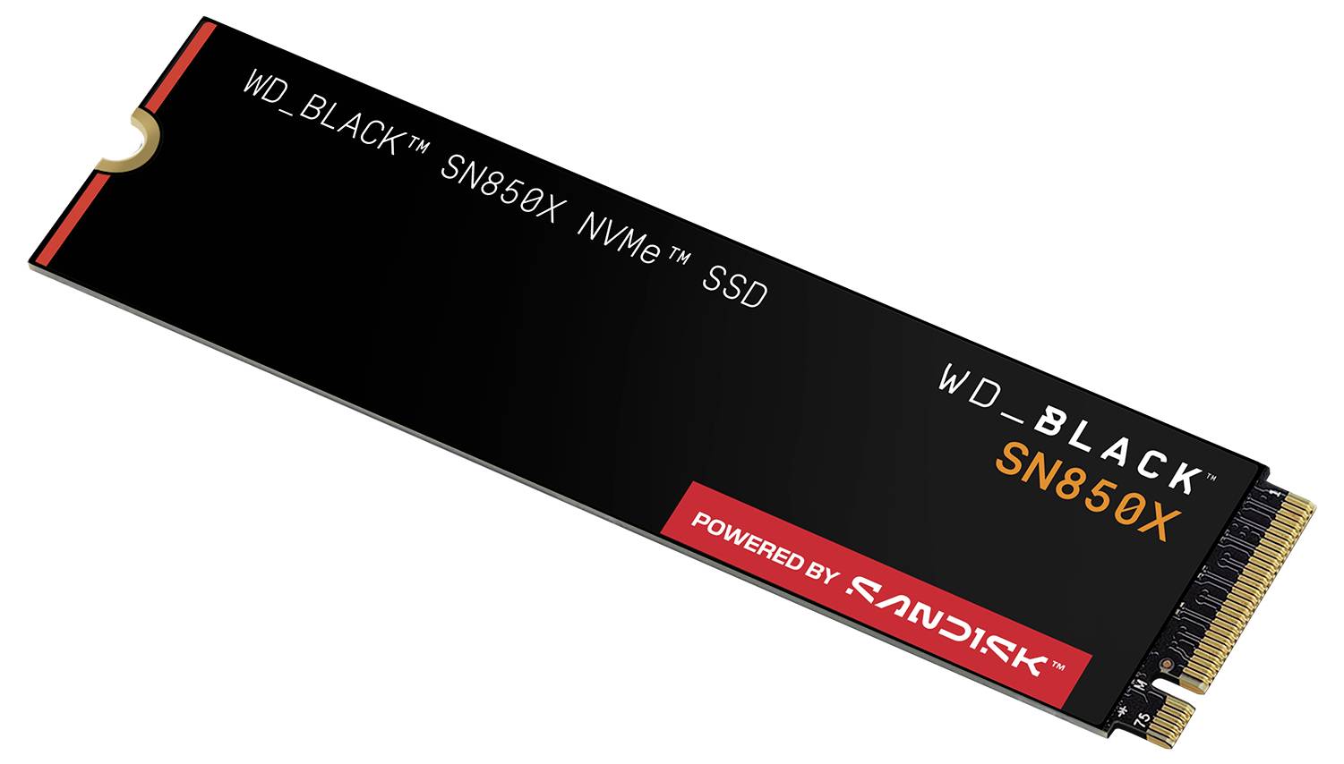 Eine 'WD_BLACK SN850X NVMe SSD' von Western Digital. Dünnes, rechteckiges Speichermodul, geeignet für schnelle Datenverarbeitung.