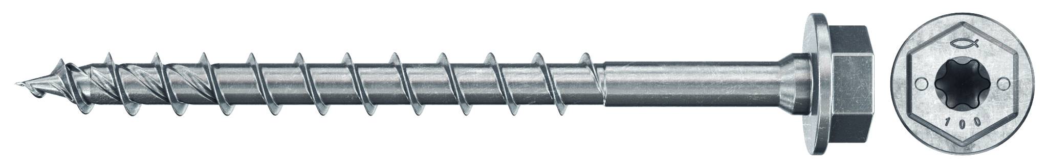 Fischer 566372 PowerFast II Sechskant-Holzschraube 8mm 80mm Innenvielzahn Stahl galvanisch verzinkt 50St.