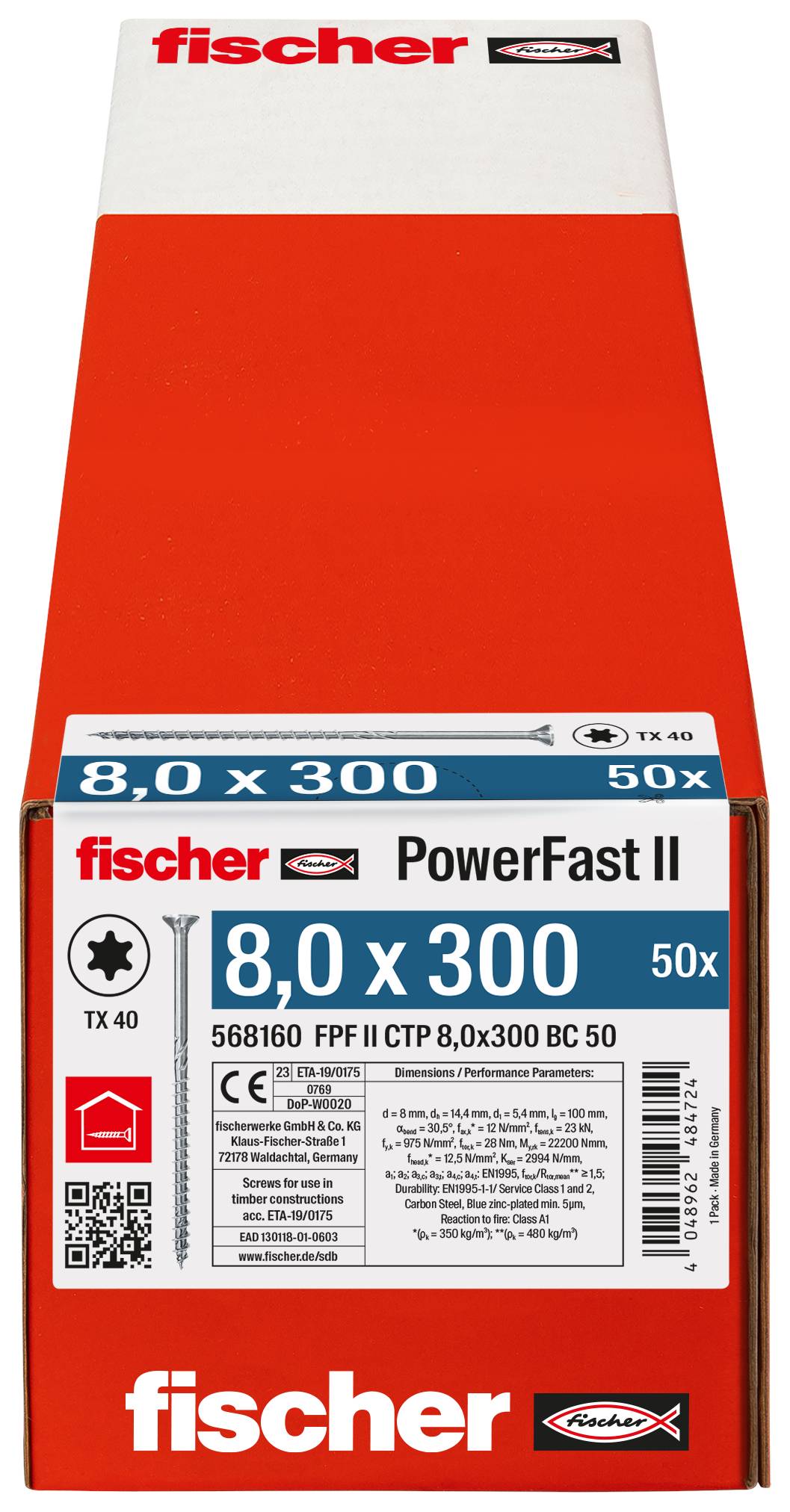 Holzbauschrauben PowerFast II Senkkopf mit Innenstern TX, gvz, blau passiviert, Teilgewinde 568160 Norm FPF II-CTP BC We