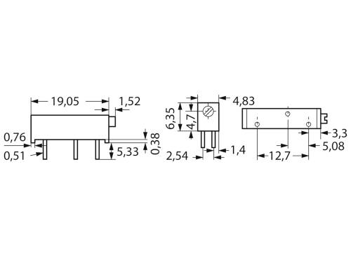 Bourns 3006P-1-202LF Cermet-Trimmer linear 0.75W 2kΩ 5400°