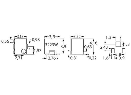 Bourns 3223W-1-104E Cermet-Trimmer linear 0.12500W 100kΩ 3960°