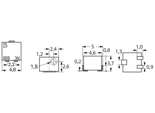 Bourns 3224J-1-502E Cermet-Trimmer linear 0.25W 5kΩ 4320°