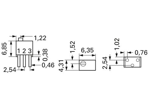 Bourns 3266W-1-503LF Cermet-Trimmer linear 0.25W 50kΩ 4320°