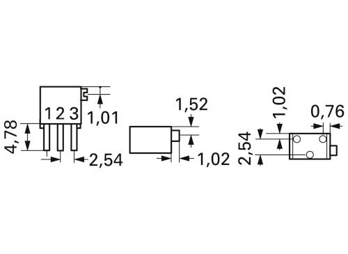Bourns 3266X-1-102LF Cermet-Trimmer linear 0.25W 1kΩ 4320°