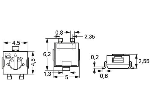 Bourns 3314G-1-203E Cermet-Trimmer 0.25W 20kΩ 210° 240°