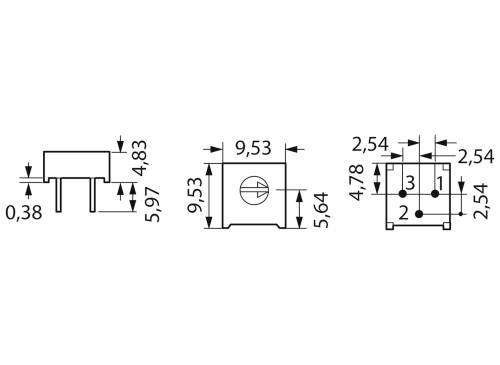 Bourns 3386P-1-105LF Cermet-Trimmer linear 0.5W 1 MΩ 280° 310°