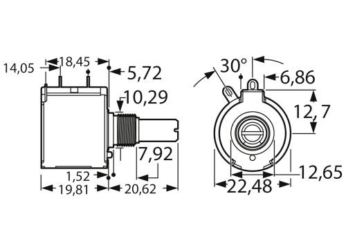Bourns 3549S-1AA-502A Draht-Potentiometer 2W 5kΩ
