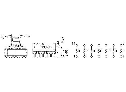 Bourns 4116R-1-332LF Widerstandsnetzwerk 3.3 kΩ THT DIP-16 0.25 W