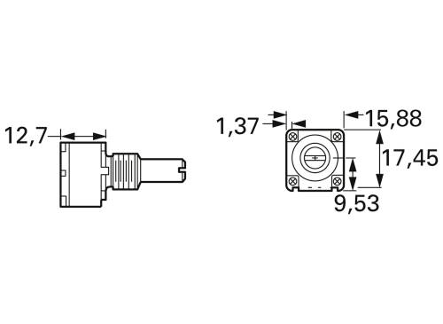 Bourns 91R1A-R22-B15L Leitplastik-Potentiometer 1W 10kΩ