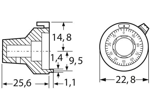 Bourns H-516-6A Einstellknopf Schwarz (Ø x H) 22.8mm x 24.8mm