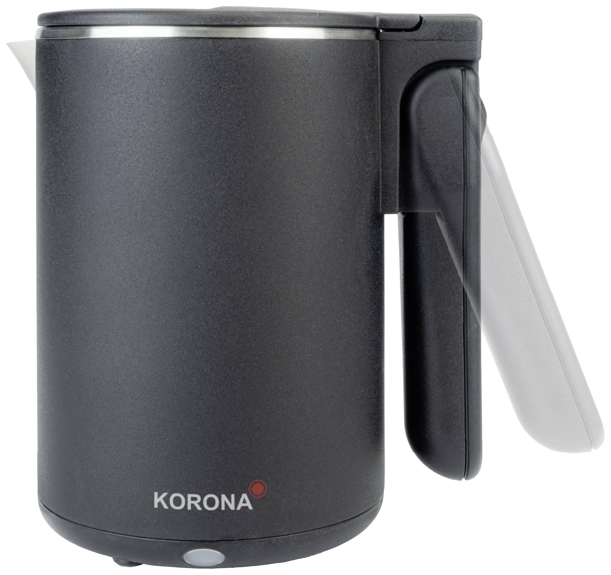 Korona Wasserkocher schnurlos, Cool-Touch-Gehäuse, klappbar Schwarz Fassungsvermögen: 0.6 l