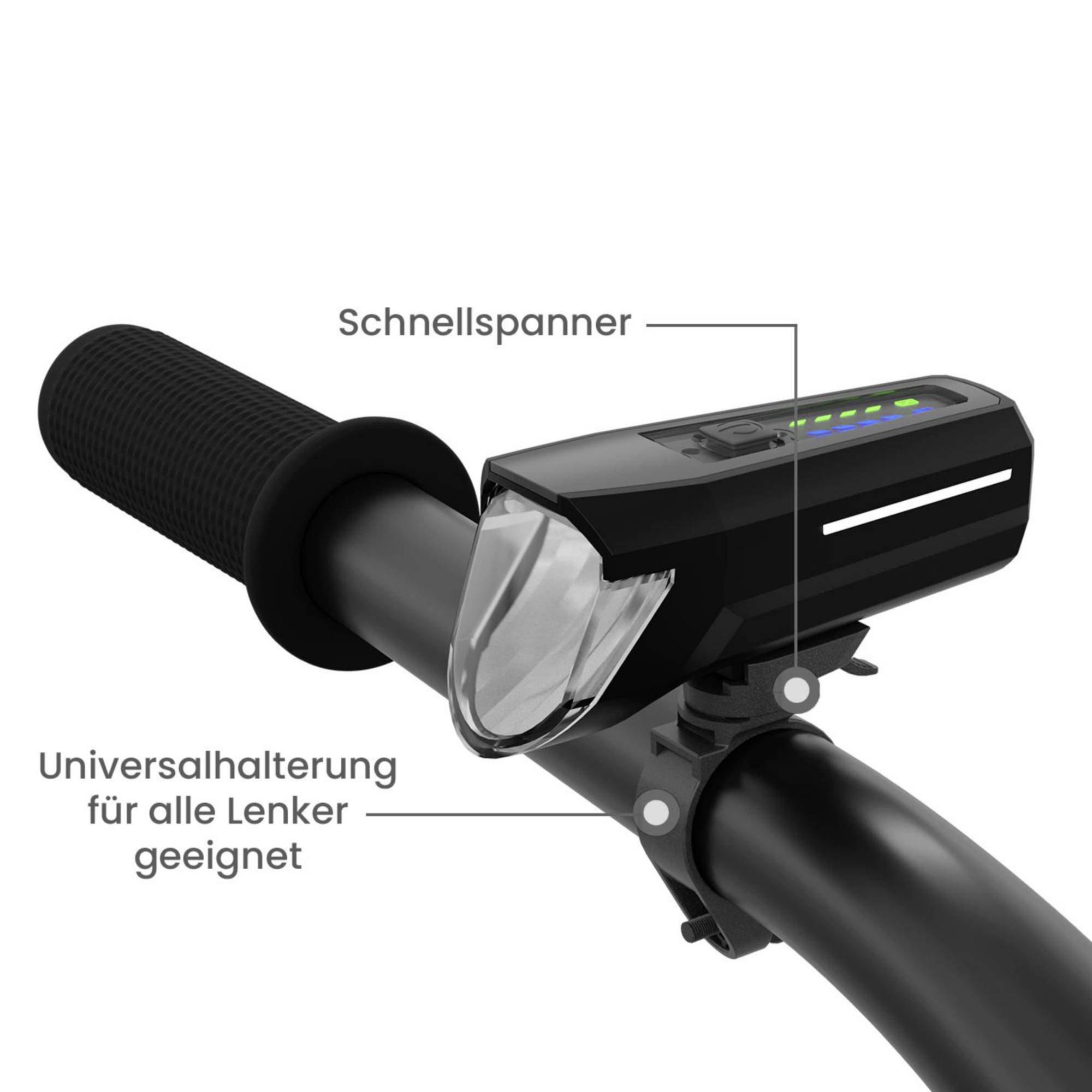 FISCHER FAHRRAD Fahrrad-Scheinwerfer Frontlicht 100 Lux LED akkubetrieben Schwarz