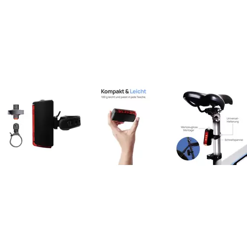 FISCHER FAHRRAD Fahrradbeleuchtung Set PLUS 100/130 Fernlicht + TWIN STOP LED Schwarz FISCHER FAHRRAD Fahrradbeleuchtung Set PLUS 100/130 Fernlicht + TWIN STOP LED Schwarz