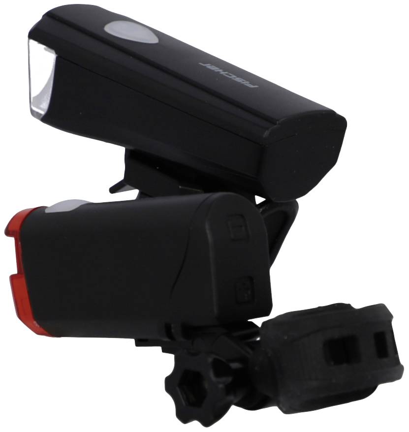 FISCHER FAHRRAD Fahrradbeleuchtung Set LED batteriebetrieben Schwarz
