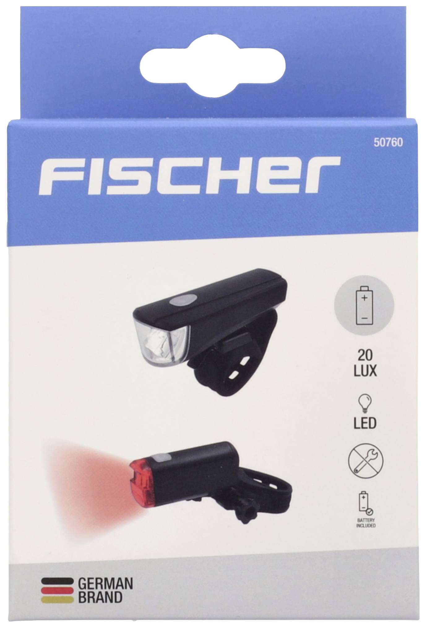 FISCHER FAHRRAD Fahrradbeleuchtung Set LED batteriebetrieben Schwarz