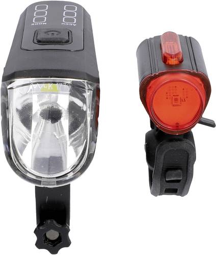 FISCHER FAHRRAD Fahrradbeleuchtung Set TWIN-60/30/15 LED Schwarz