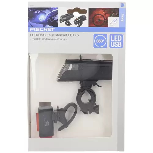 FISCHER FAHRRAD Fahrradbeleuchtung Set TWIN-60/30/15 LED Schwarz FISCHER FAHRRAD Fahrradbeleuchtung Set TWIN-60/30/15 LED Schwarz