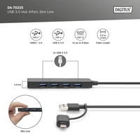 Digitus DA-70235 USB 3.0-Hub mit USB-C® Stecker Schwarz Digitus DA-70235 USB 3.0-Hub mit USB-C® Stecker Schwarz