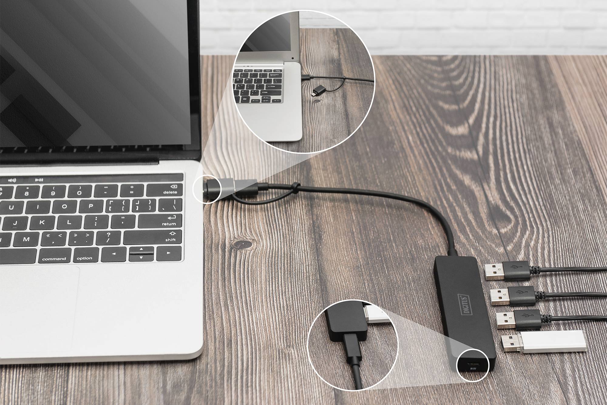 Digitus DA-70235 USB 3.0-Hub mit USB-C® Stecker Schwarz