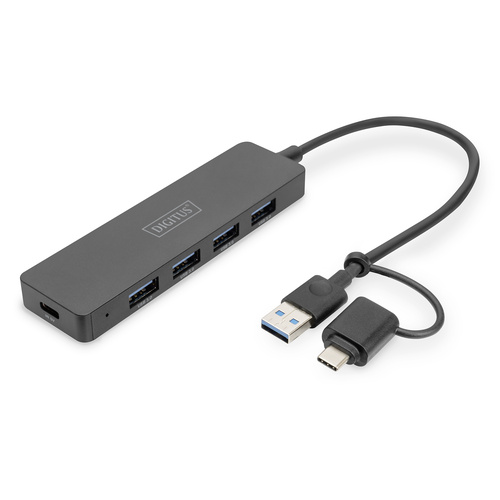 Digitus DA-70235 USB 3.0-Hub mit USB-C® Stecker Schwarz