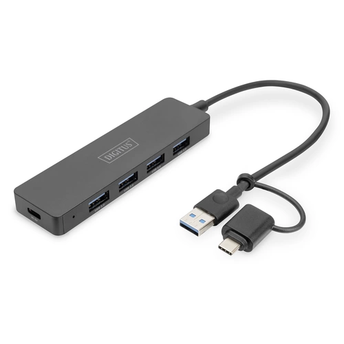 Digitus DA-70235 USB 3.0-Hub mit USB-C® Stecker Schwarz Digitus DA-70235 USB 3.0-Hub mit USB-C® Stecker Schwarz
