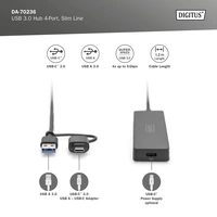 Digitus DA-70236 4 Port USB 3.0-Hub mit USB-C® Stecker Schwarz Digitus DA-70236 4 Port USB 3.0-Hub mit USB-C® Stecker Schwarz