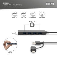 Digitus DA-70236 4 Port USB 3.0-Hub mit USB-C® Stecker Schwarz Digitus DA-70236 4 Port USB 3.0-Hub mit USB-C® Stecker Schwarz