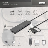 Digitus DA-70236 4 Port USB 3.0-Hub mit USB-C® Stecker Schwarz Digitus DA-70236 4 Port USB 3.0-Hub mit USB-C® Stecker Schwarz