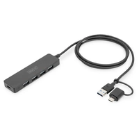 Digitus DA-70236 4 Port USB 3.0-Hub mit USB-C® Stecker Schwarz Digitus DA-70236 4 Port USB 3.0-Hub mit USB-C® Stecker Schwarz