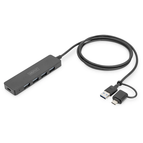 Digitus DA-70236 4 Port USB 3.0-Hub mit USB-C® Stecker Schwarz Digitus DA-70236 4 Port USB 3.0-Hub mit USB-C® Stecker Schwarz