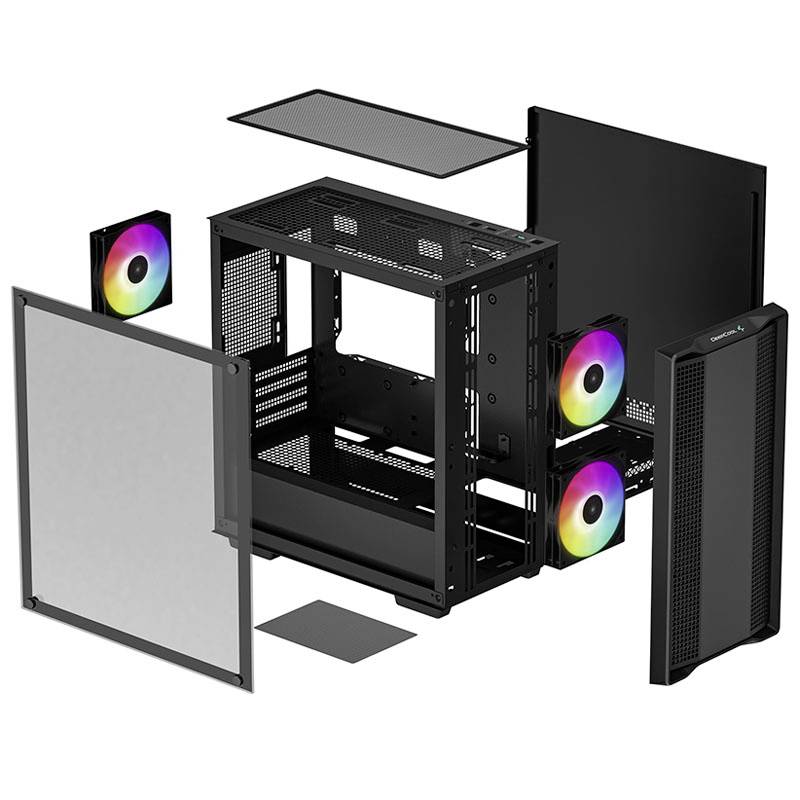 DeepCool CC360 Micro-Tower PC-Gehäuse Schwarz 3 Vorinstallierte LED Lüfter