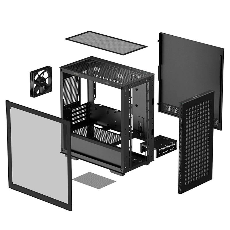 DeepCool CH370 Micro-Tower PC-Gehäuse Schwarz 1 vorinstallierter Lüfter