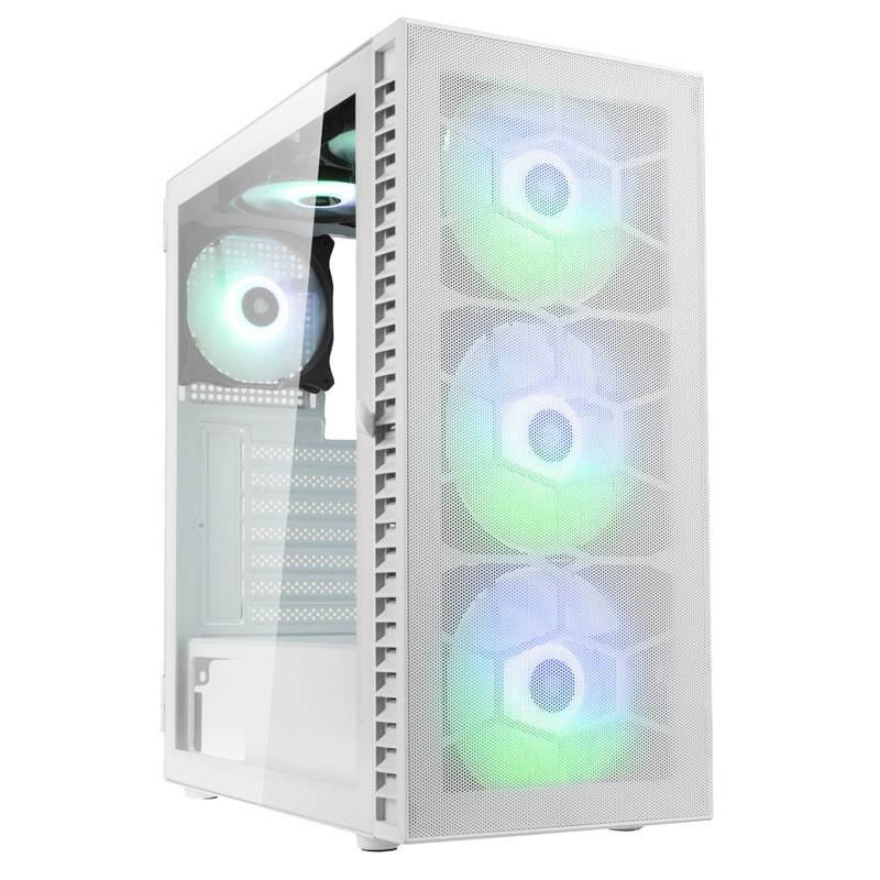 Kolink Observatory HF Mesh Midi-Tower PC-Gehäuse Weiß 2 vorinstallierte Lüfter, 4 Vorinstallierte