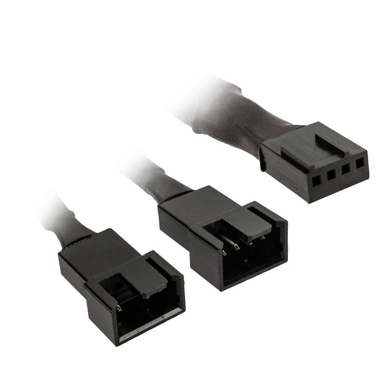PC-Lüfter Y-Kabel [1x PC-Lüfter Stecker 4pol. - 2x PC-Lüfter Buchse 4pol., PC-Lüfter Buchse 3pol.] 35 cm Schwarz Kolink