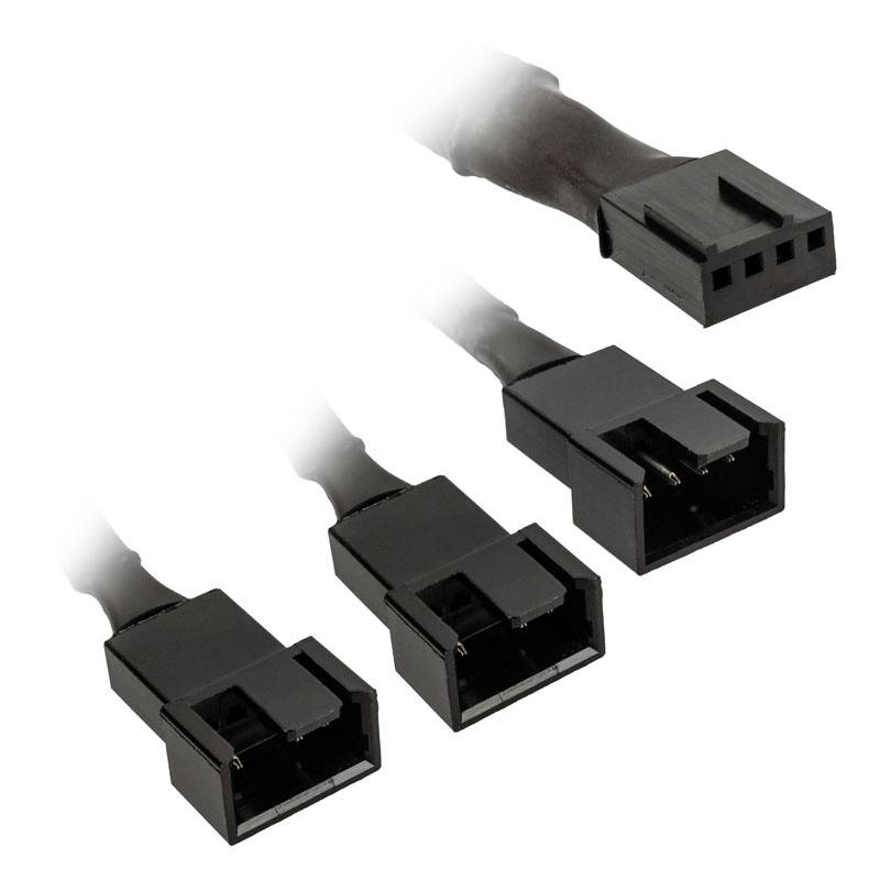 Kolink PC-Lüfter Y-Adapter [1x PC-Lüfter Stecker 4pol. - 3x PC-Lüfter Buchse 4pol., PC-Lüfter Buchse 3pol.] 35cm Schwarz