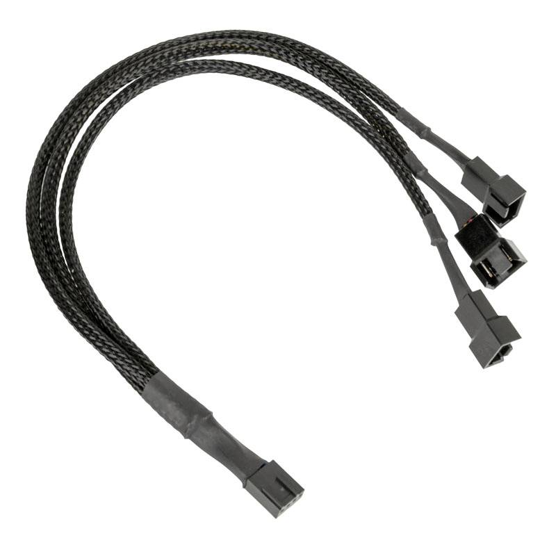 Kolink PC-Lüfter Y-Adapter [1x PC-Lüfter Stecker 4pol. - 3x PC-Lüfter Buchse 4pol., PC-Lüfter Buchse 3pol.] 35cm Schwarz