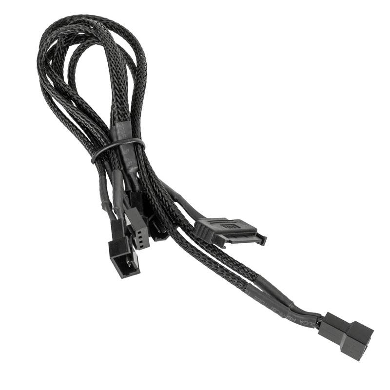 PC-Lüfter Y-Kabel [1x PC-Lüfter Stecker 4pol. - 4x PC-Lüfter Buchse 4pol., PC-Lüfter Buchse 3pol.] 35 cm Schwarz Kolink