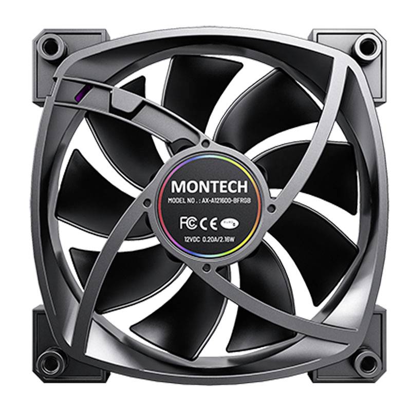 MONTECH AX120 PWM ARGB PC-Gehäuse-Lüfter Schwarz (B x H x T) 120 x 120 x 25 mm