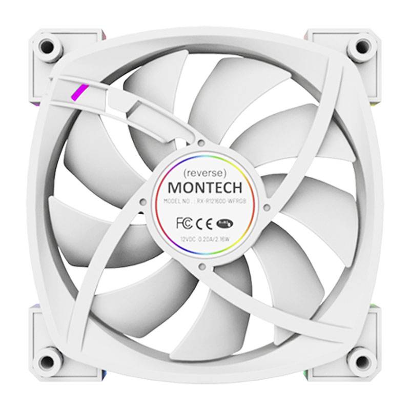MONTECH RX120 PWM ARGB PC-Gehäuse-Lüfter Weiß, Grau (B x H x T) 120 x 120 x 25 mm