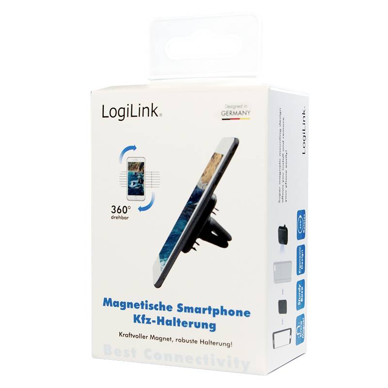 LogiLink AA0114 Lüftungsgitter Handy-Kfz-Halterung 360° drehbar, Magnetbefestigung