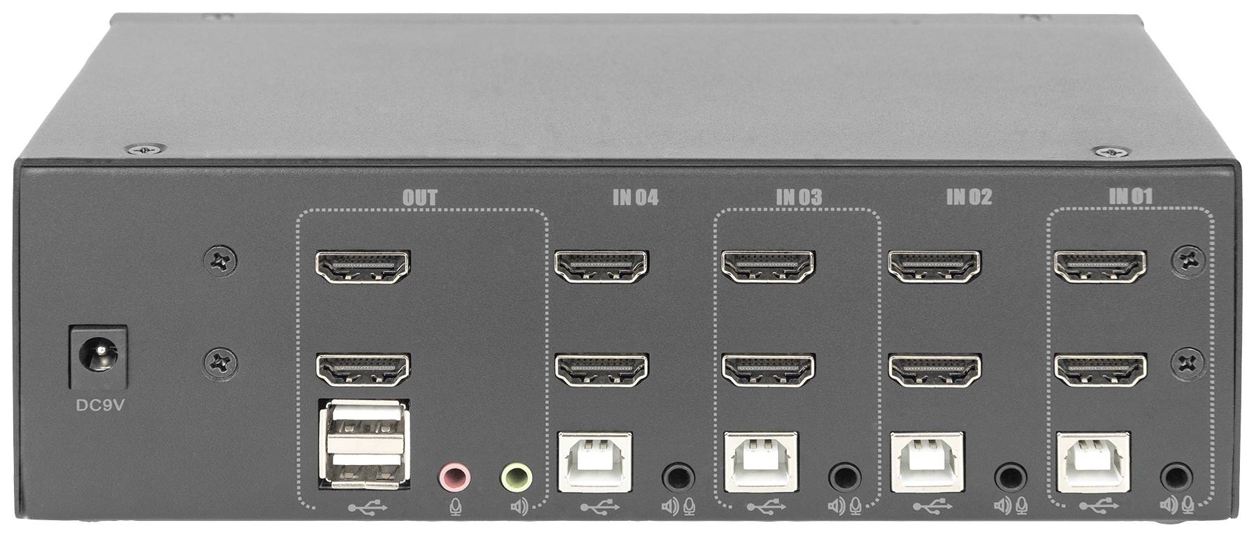 Digitus DS-12883 4 Port KVM-Umschalter HDMI 4096 x 2560 Pixel, 2040 x 1080 Pixel, 1920 x 1080 Pixel