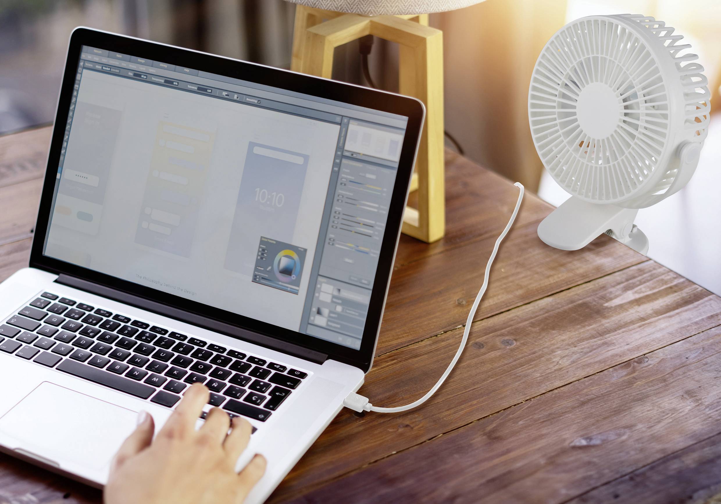 Renkforce RF-USBF-510-WH USB-Ventilator Schwenkbar, Höhenverstellbar (Ø x H) 150 mm x 166 mm Weiß