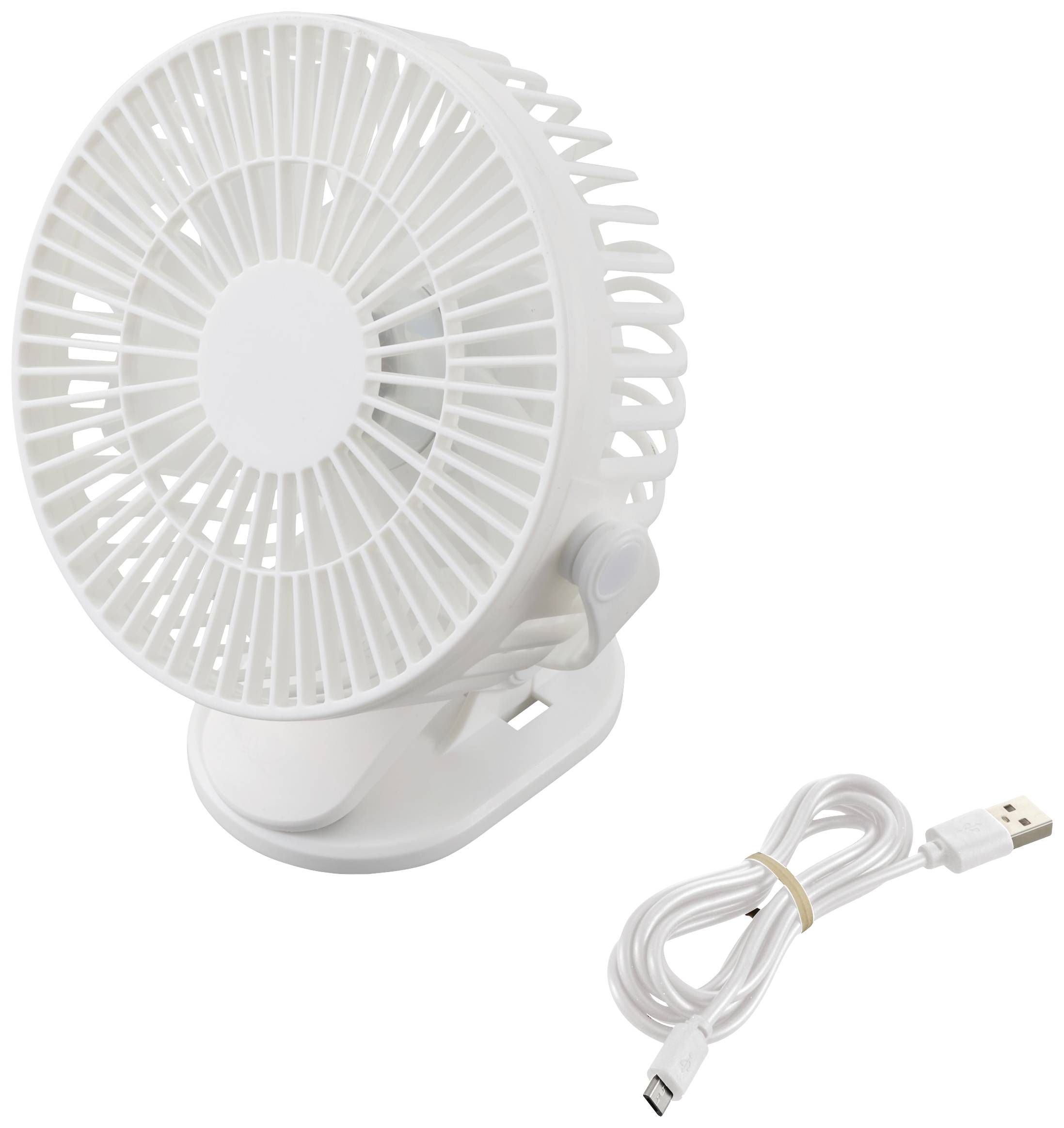 Renkforce RF-USBF-510-WH USB-Ventilator Schwenkbar, Höhenverstellbar (Ø x H) 150 mm x 166 mm Weiß