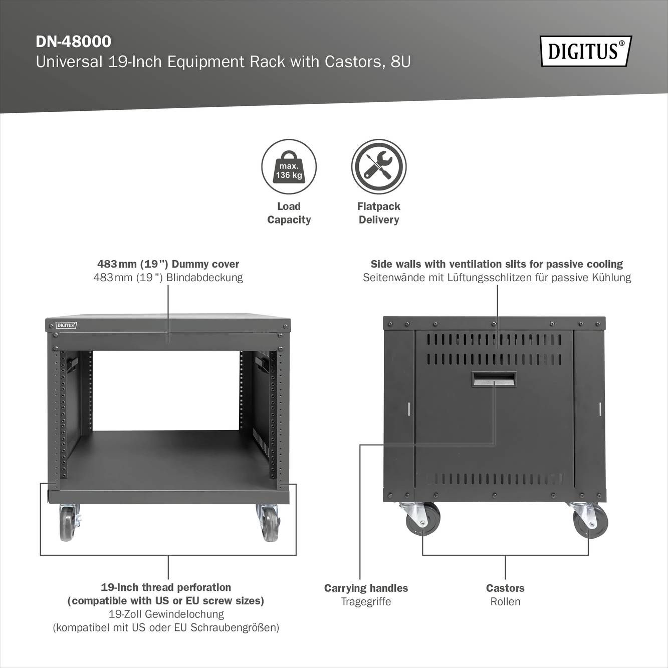 Digitus DN-48000 19 Zoll Equipment-Rack (L x B x H) 507 x 460 x 420mm